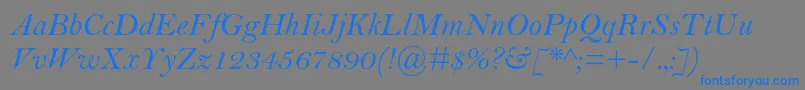 BellmtstdItalic-Schriftart – Blaue Schriften auf grauem Hintergrund