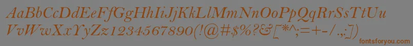 フォントBellmtstdItalic – 茶色の文字が灰色の背景にあります。