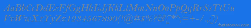 BellmtstdItalic-Schriftart – Graue Schriften auf blauem Hintergrund