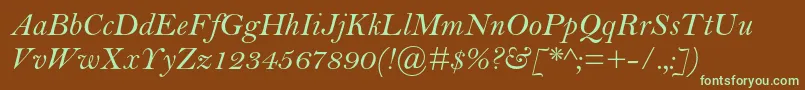 BellmtstdItalic-fontti – vihreät fontit ruskealla taustalla