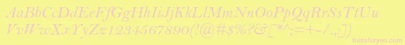 BellmtstdItalic-fontti – vaaleanpunaiset fontit keltaisella taustalla