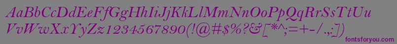 BellmtstdItalic-fontti – violetit fontit harmaalla taustalla