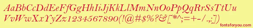 フォントBellmtstdItalic – 赤い文字の黄色い背景