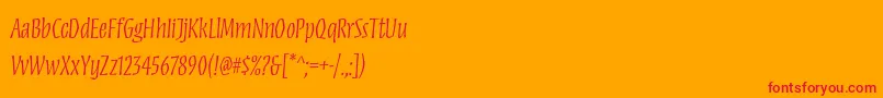 MezzstdLight-Schriftart – Rote Schriften auf orangefarbenem Hintergrund