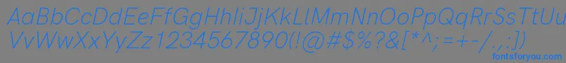 フォントHkgroteskLightlegacyitalic – 灰色の背景に青い文字