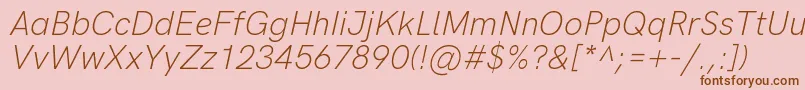 HkgroteskLightlegacyitalic Font – Brown Fonts on Pink Background