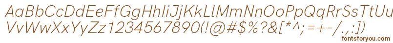 HkgroteskLightlegacyitalic-fontti – ruskeat fontit valkoisella taustalla