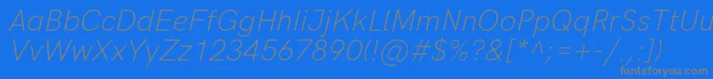HkgroteskLightlegacyitalic Font – Gray Fonts on Blue Background