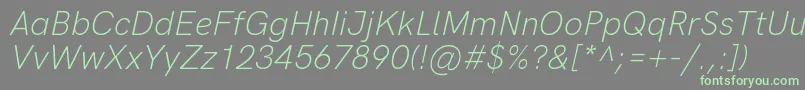 HkgroteskLightlegacyitalic Font – Green Fonts on Gray Background