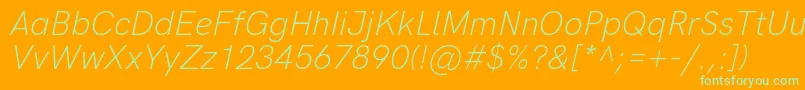 HkgroteskLightlegacyitalic Font – Green Fonts on Orange Background