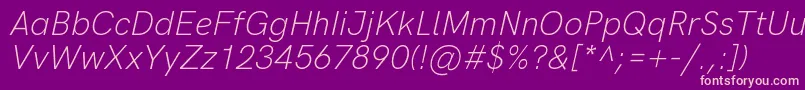 HkgroteskLightlegacyitalic Font – Pink Fonts on Purple Background