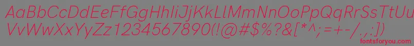 フォントHkgroteskLightlegacyitalic – 赤い文字の灰色の背景