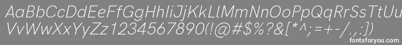 Шрифт HkgroteskLightlegacyitalic – белые шрифты на сером фоне