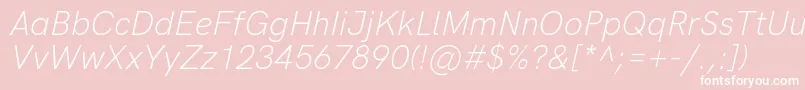 フォントHkgroteskLightlegacyitalic – ピンクの背景に白い文字