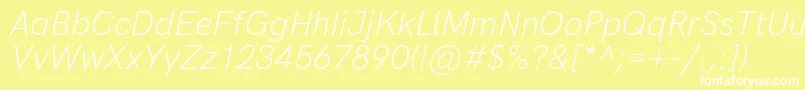 HkgroteskLightlegacyitalic Font – White Fonts on Yellow Background