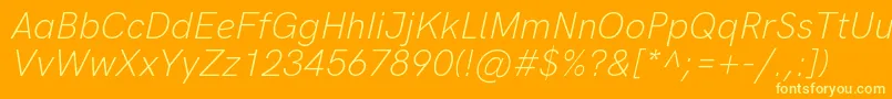 フォントHkgroteskLightlegacyitalic – オレンジの背景に黄色の文字