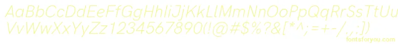 フォントHkgroteskLightlegacyitalic – 黄色のフォント