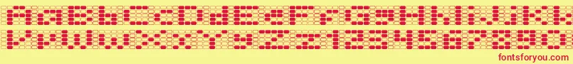 Czcionka Offon – czerwone czcionki na żółtym tle