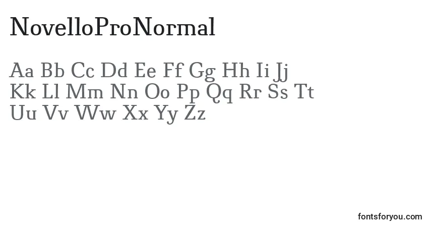 Schriftart NovelloProNormal – Alphabet, Zahlen, spezielle Symbole