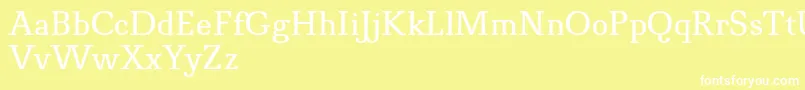 NovelloProNormal-Schriftart – Weiße Schriften auf gelbem Hintergrund