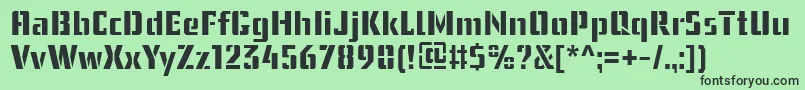 UssrStencilWebfont-fontti – mustat fontit vihreällä taustalla