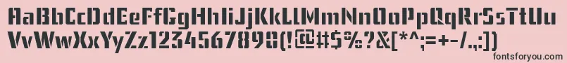 UssrStencilWebfont-fontti – mustat fontit vaaleanpunaisella taustalla