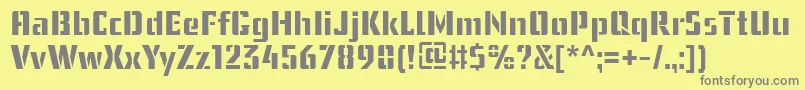 フォントUssrStencilWebfont – 黄色の背景に灰色の文字
