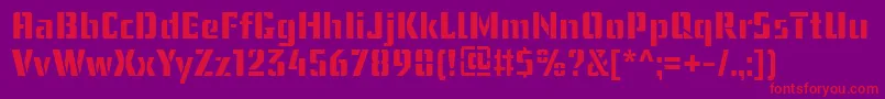 Fonte UssrStencilWebfont – fontes vermelhas em um fundo violeta