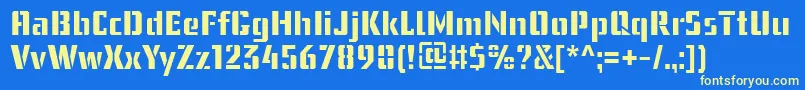 UssrStencilWebfont-fontti – keltaiset fontit sinisellä taustalla