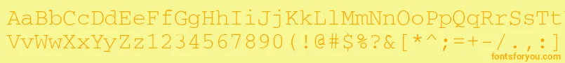 CourdlRegular-Schriftart – Orangefarbene Schriften auf gelbem Hintergrund