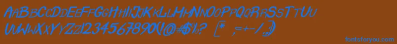 Шрифт CrashItalic – синие шрифты на коричневом фоне