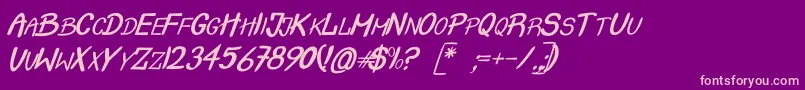 CrashItalic Font – Pink Fonts on Purple Background