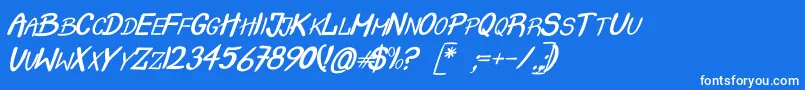 フォントCrashItalic – 青い背景に白い文字