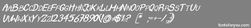 CrashItalic-fontti – valkoiset fontit harmaalla taustalla