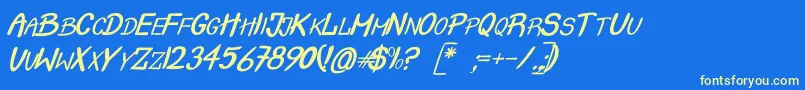 CrashItalic Font – Yellow Fonts on Blue Background