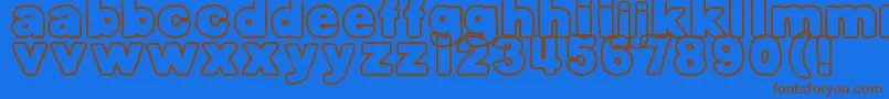 DjbBellyButtonOuttie Font – Brown Fonts on Blue Background