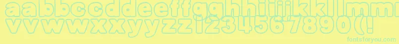 DjbBellyButtonOuttie Font – Green Fonts on Yellow Background