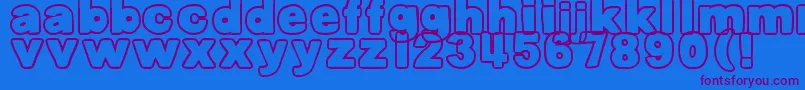 DjbBellyButtonOuttie-Schriftart – Violette Schriften auf blauem Hintergrund