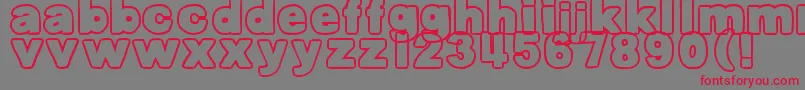 DjbBellyButtonOuttie-Schriftart – Rote Schriften auf grauem Hintergrund