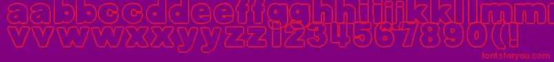 DjbBellyButtonOuttie-Schriftart – Rote Schriften auf violettem Hintergrund