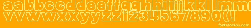 Weitere Informationen zur DjbBellyButtonOuttie-Schriftart DjbBellyButtonOuttie-Schriftart – Gelbe Schriften auf orangefarbenem Hintergrund