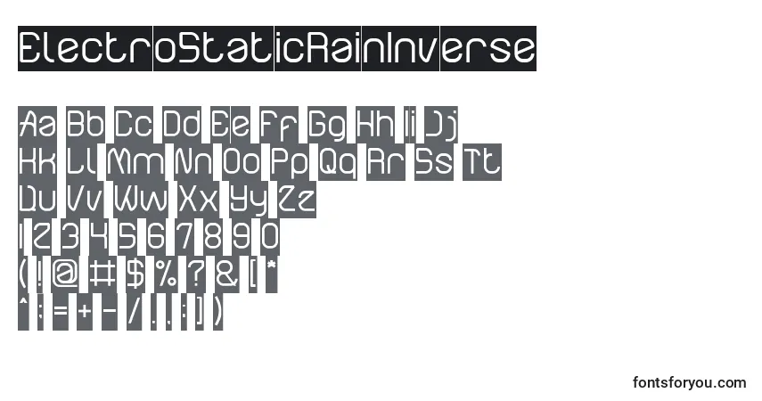 Fuente ElectroStaticRainInverse - alfabeto, números, caracteres especiales