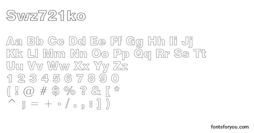 Czcionka Swz721ko – alfabet, cyfry, specjalne znaki