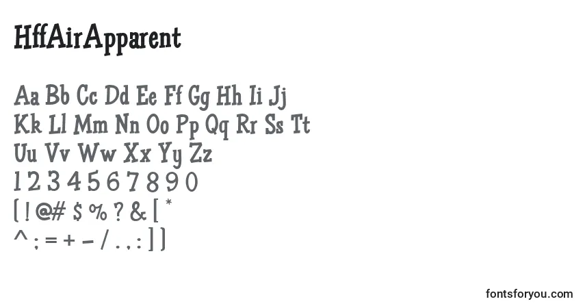 Czcionka HffAirApparent – alfabet, cyfry, specjalne znaki