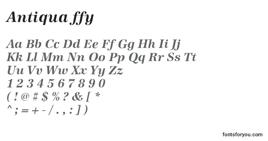 Czcionka Antiqua ffy – alfabet, cyfry, specjalne znaki
