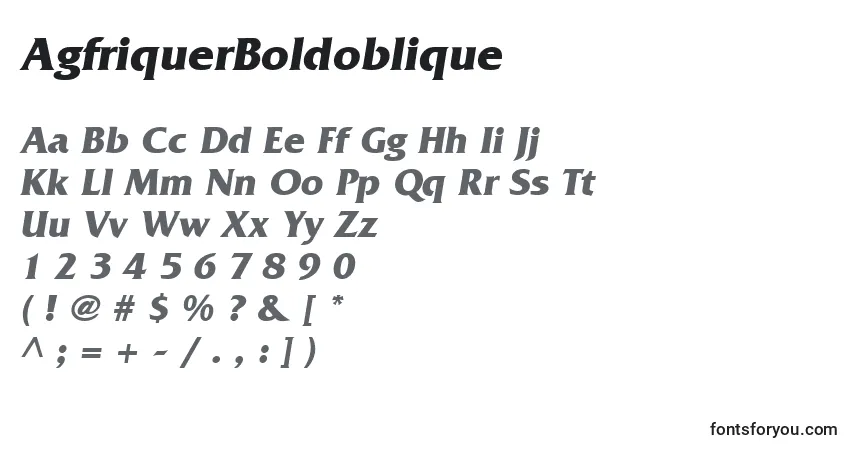 Schriftart AgfriquerBoldoblique – Alphabet, Zahlen, spezielle Symbole