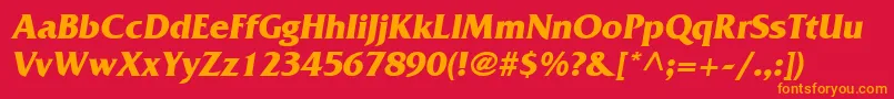 フォントAgfriquerBoldoblique – 赤い背景にオレンジの文字