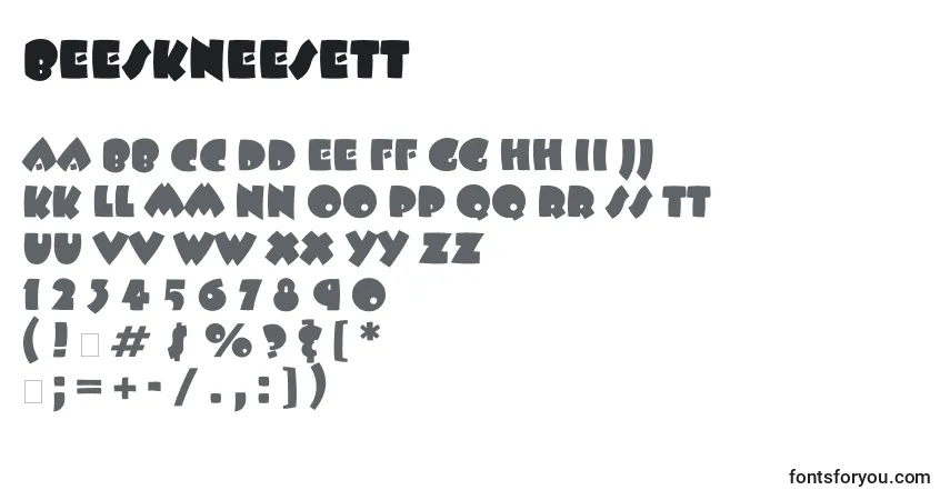 Beeskneesett-fontti – aakkoset, numerot, erikoismerkit
