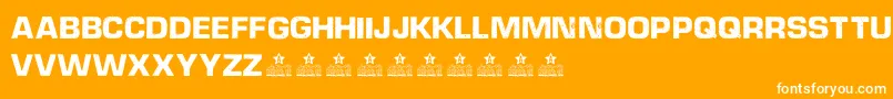 Fonte DieselpowerPersonalUse – fontes brancas em um fundo laranja