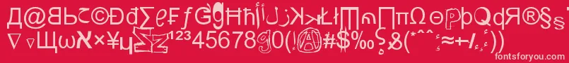 WeirdTucanNoobsFromSaintSeson Font – Pink Fonts on Red Background